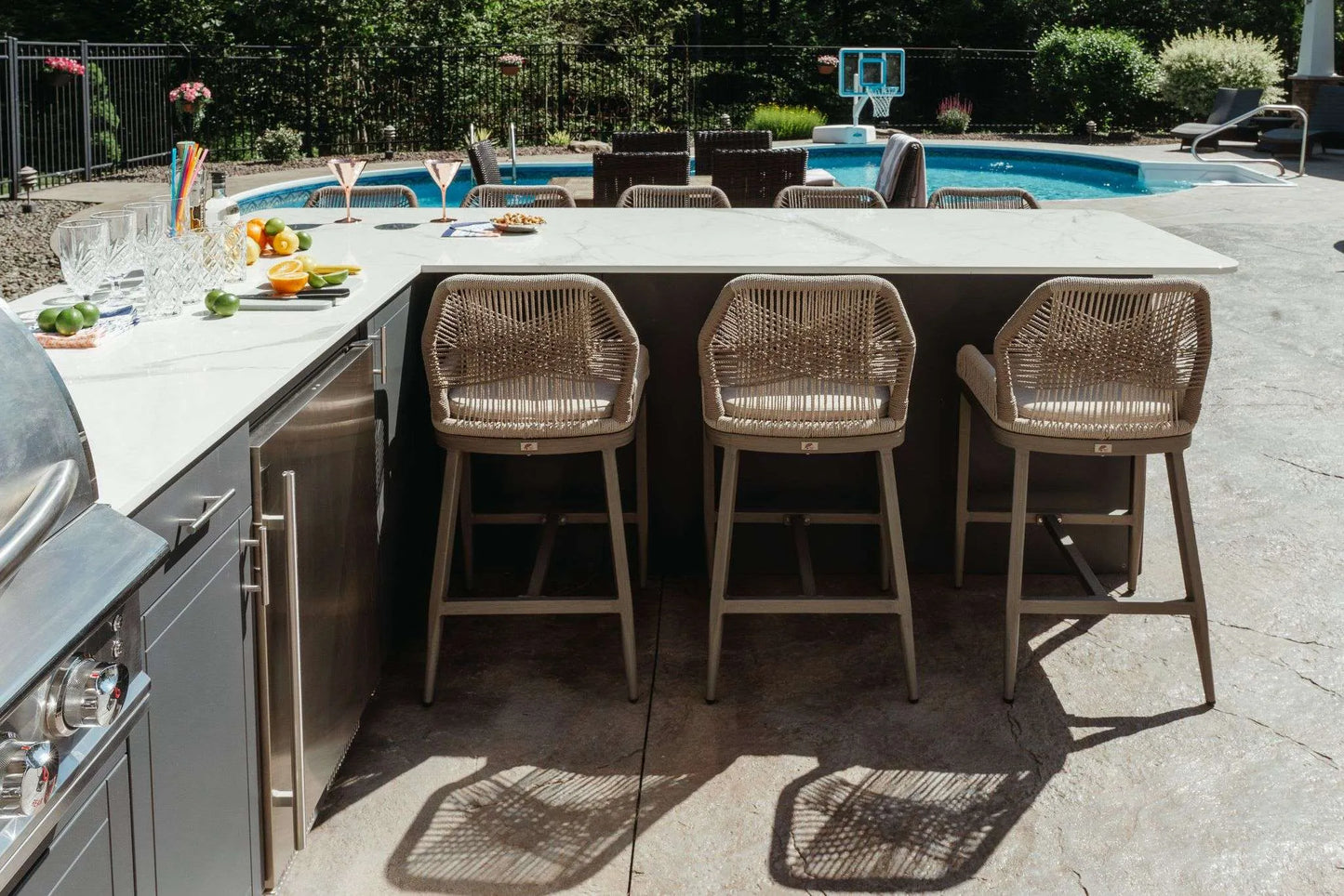 OPEN AIR OUTDOOR KITCHENS - STRAIGHT RUN (2 PREP AREAS WITH DRAWERS)