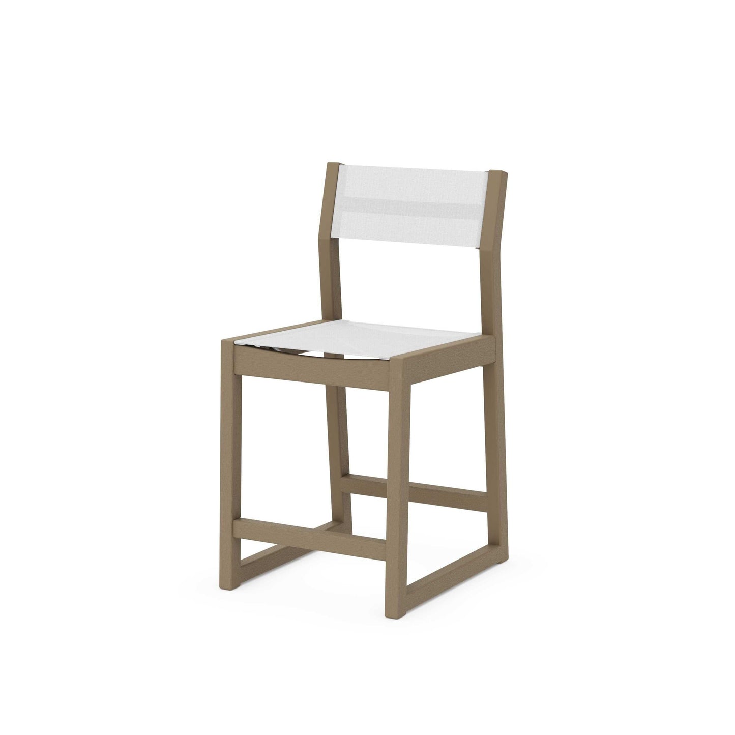 POLYWOOD EDGE Sling Counter Side Chair — Vintage Sahara / White Sling