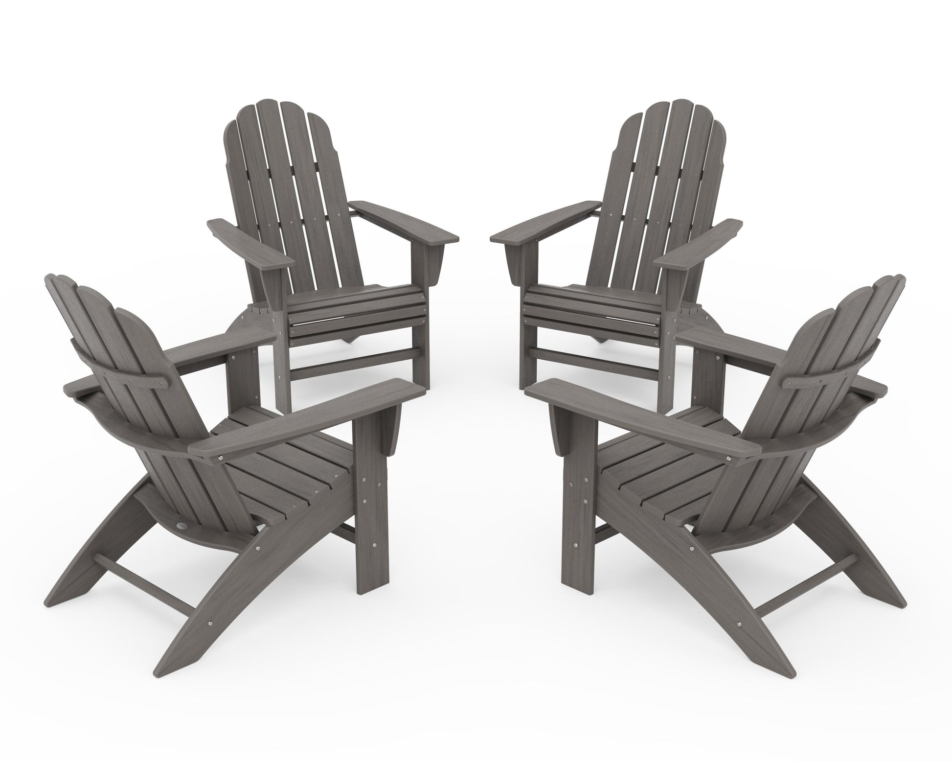 POLYWOOD 4-Piece Vineyard Curveback Adirondack Chair Conversation Set — Driftwood