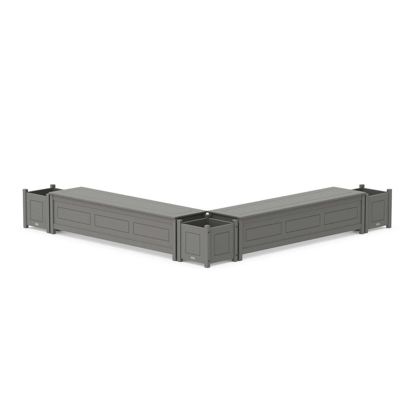 POLYWOOD 72" Country Living L- Shaped Planter Storage Bench Corner Set — Slate Grey