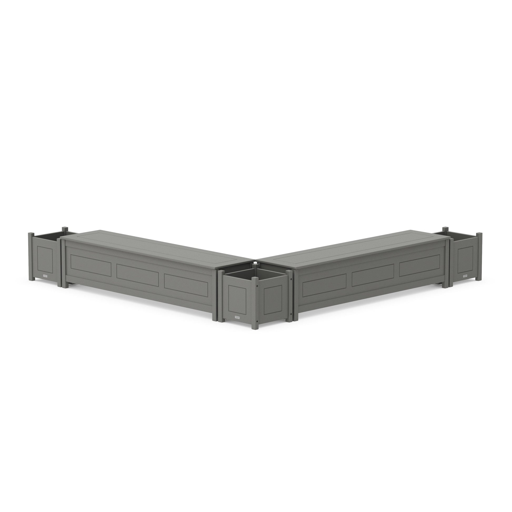 POLYWOOD 72" Country Living L- Shaped Planter Storage Bench Corner Set — Slate Grey