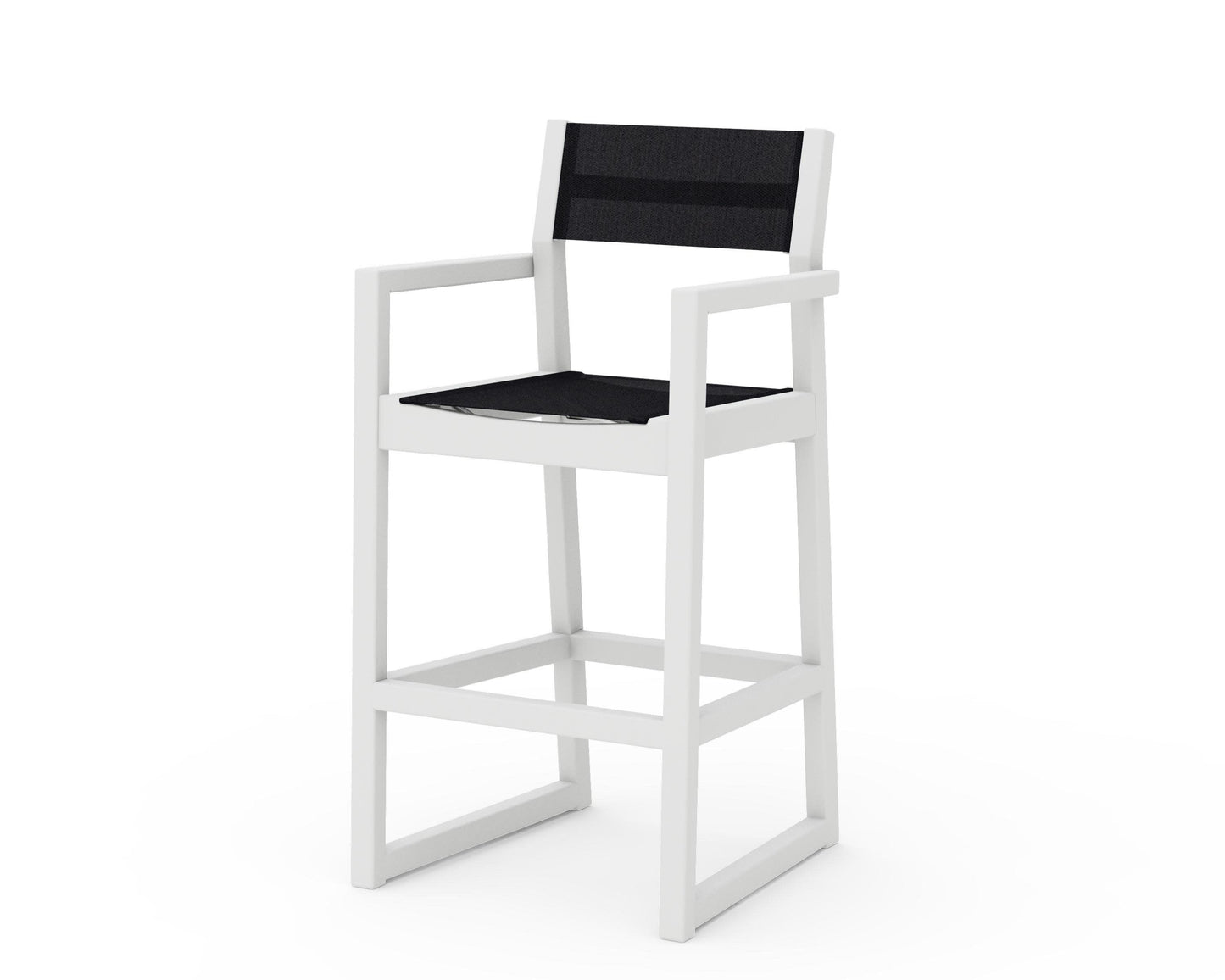 POLYWOOD EDGE Sling Bar Arm Chair — White / Black Sling