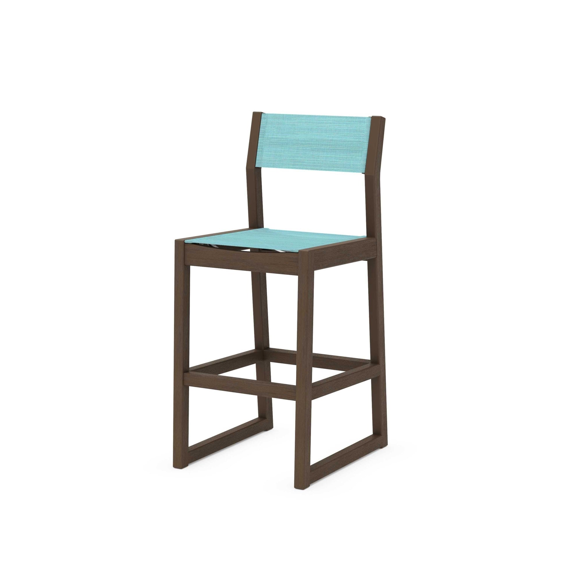 POLYWOOD EDGE Sling Bar Side Chair — Kona / Dupioni Aquamarine Sling
