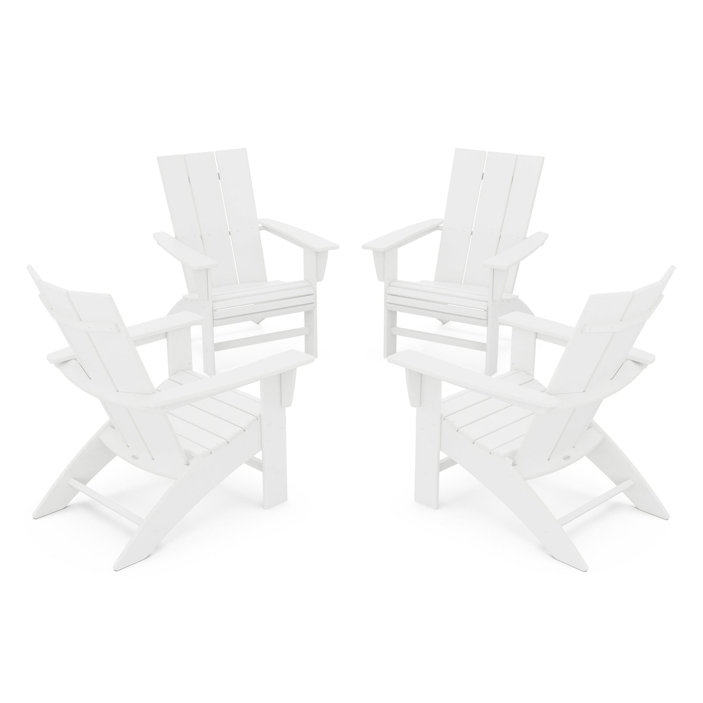 POLYWOOD 4-Piece Modern Curveback Adirondack Conversation Set — White