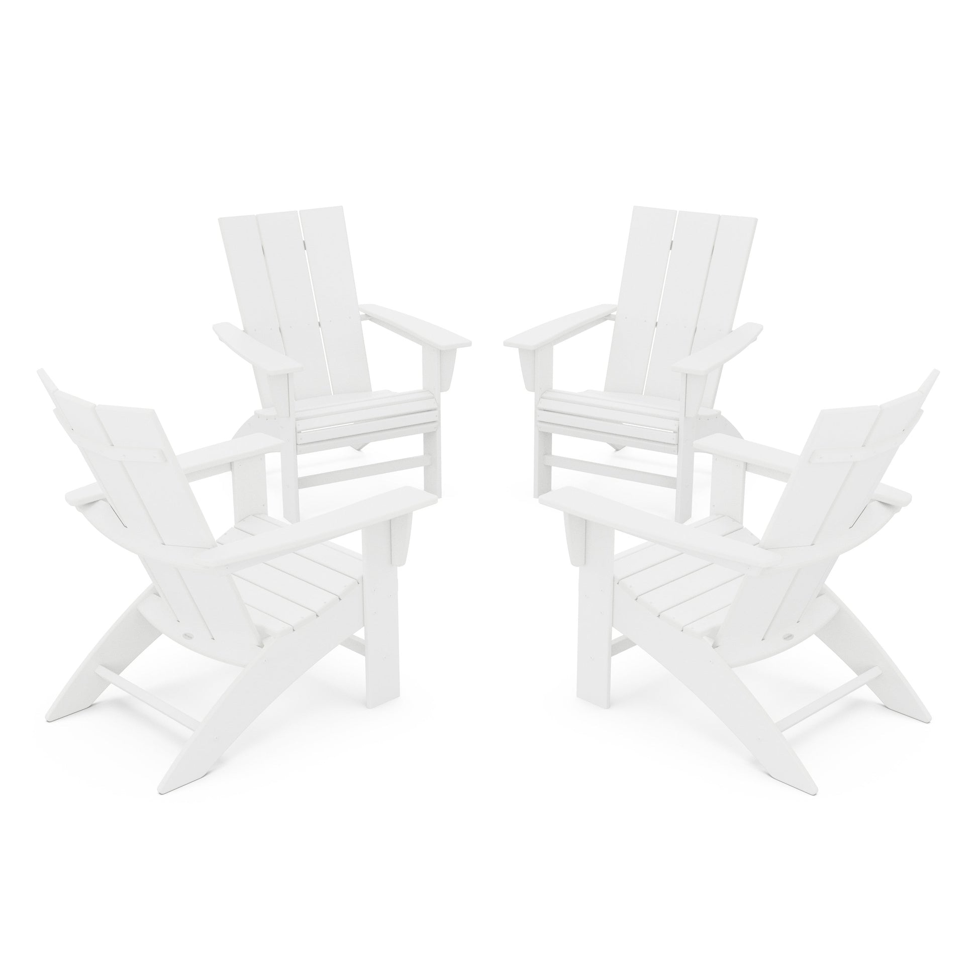 POLYWOOD 4-Piece Modern Curveback Adirondack Conversation Set — White