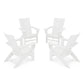 POLYWOOD 4-Piece Modern Curveback Adirondack Conversation Set — White