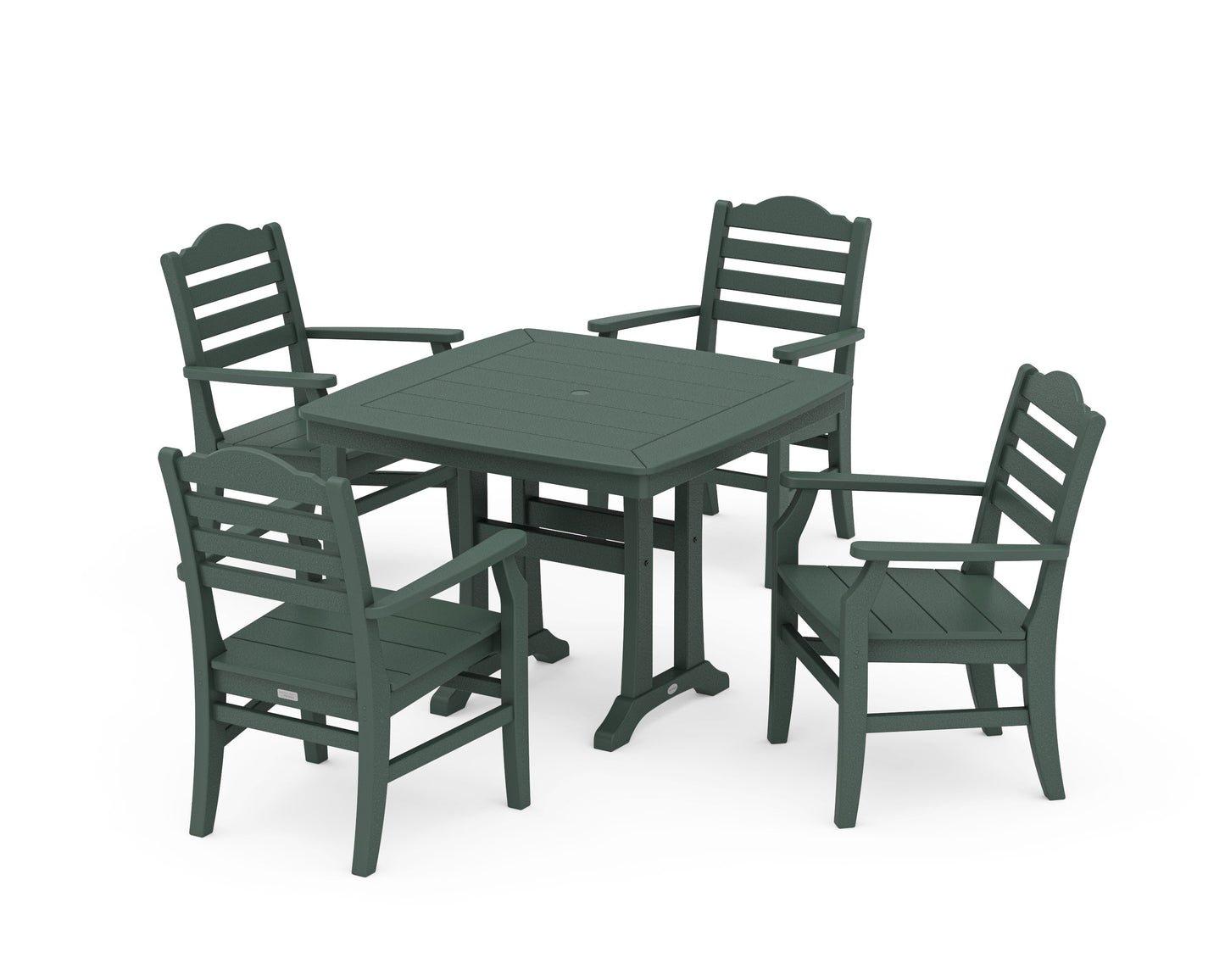 POLYWOOD Savannah 5-Piece Dining Set with Trestle Legs — Green