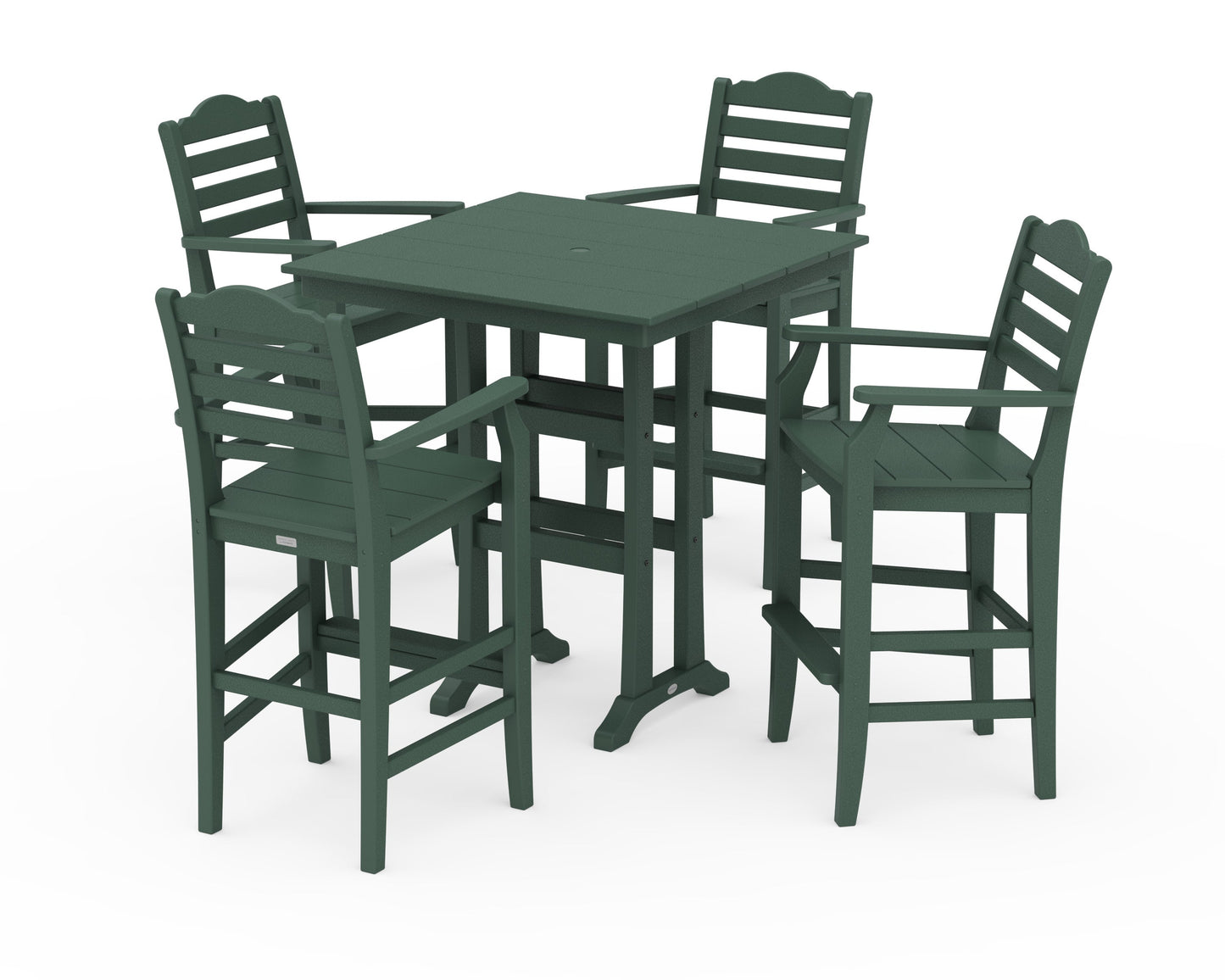 POLYWOOD Savannah 5-Piece Farmhouse Bar Set with Trestle Legs — Green