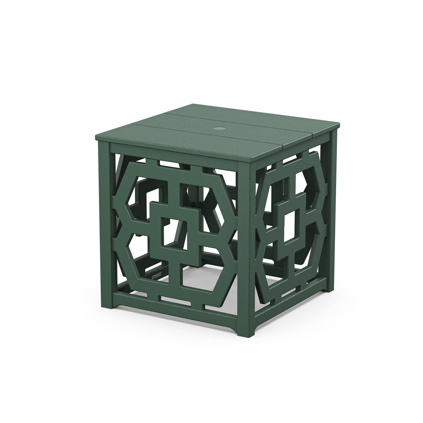 POLYWOOD Chinoiserie Umbrella Stand Accent Table — Green