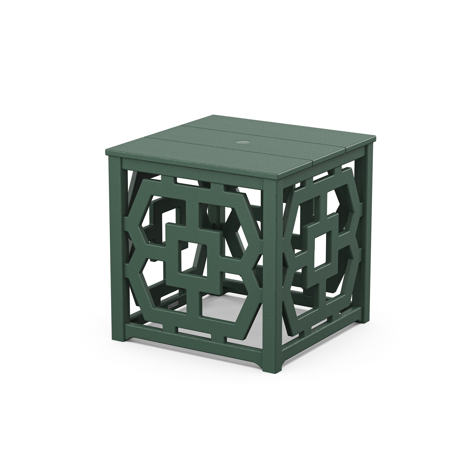 POLYWOOD Chinoiserie Umbrella Stand Accent Table — Green