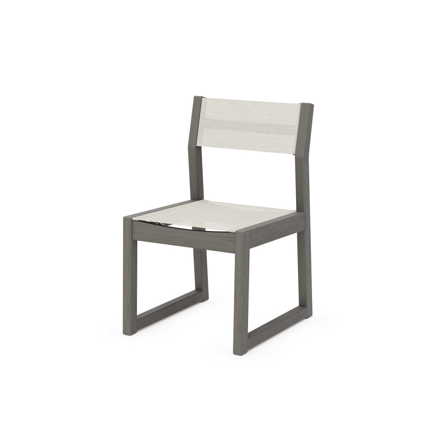 POLYWOOD EDGE Sling Dining Side Chair — Driftwood / Parchment Sling