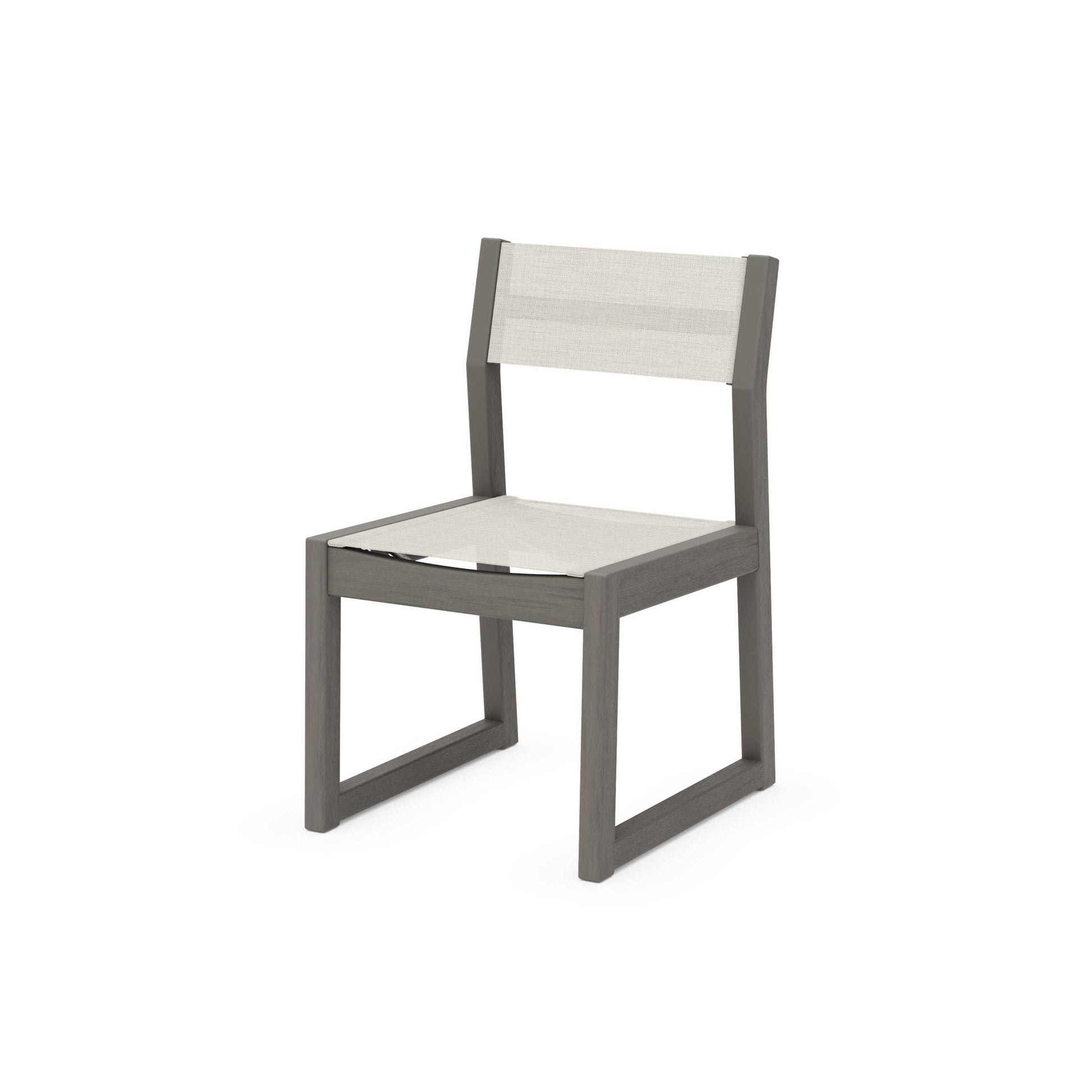 POLYWOOD EDGE Sling Dining Side Chair — Driftwood / Parchment Sling