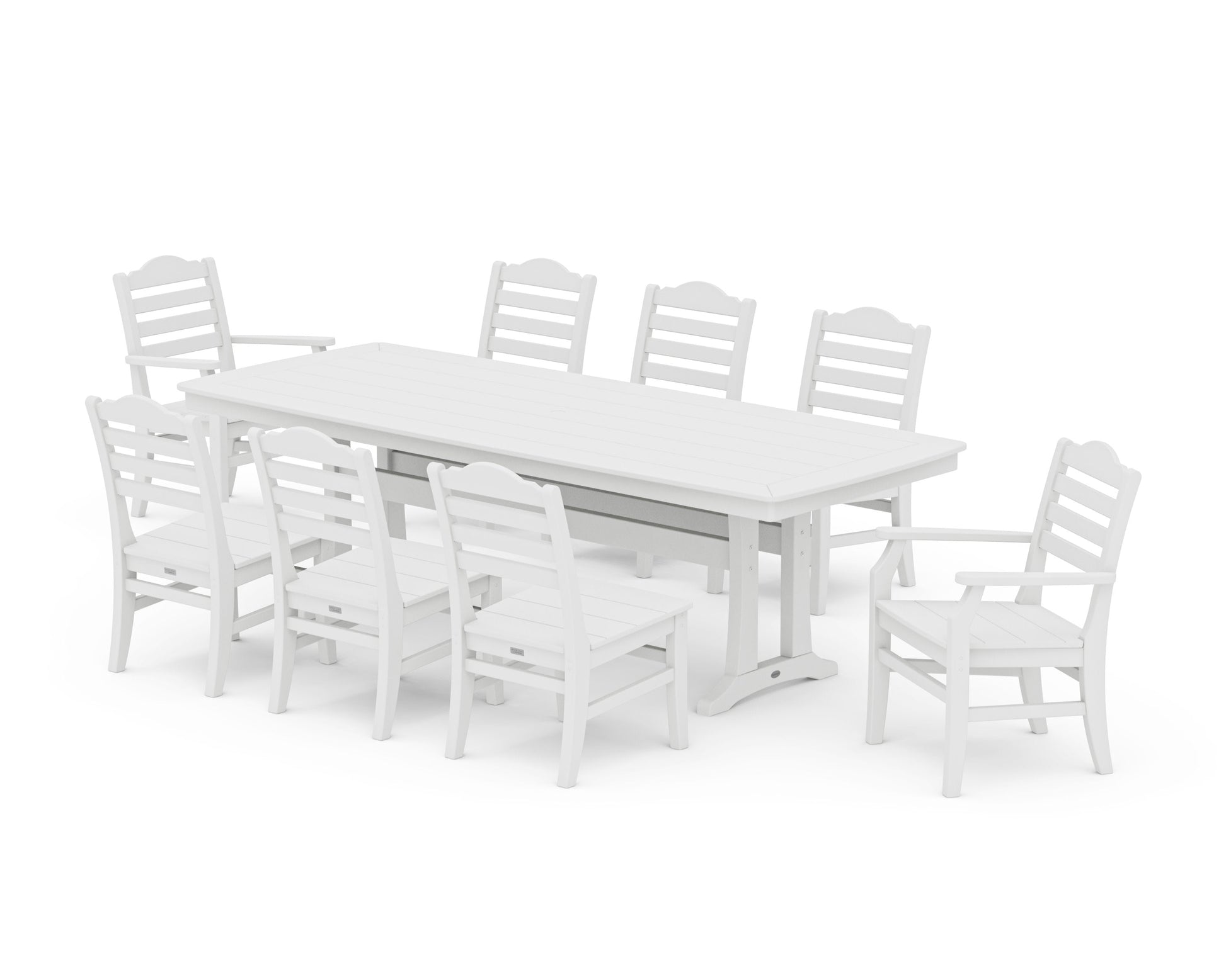POLYWOOD Savannah 9-Piece Dining Set with Trestle Legs — White