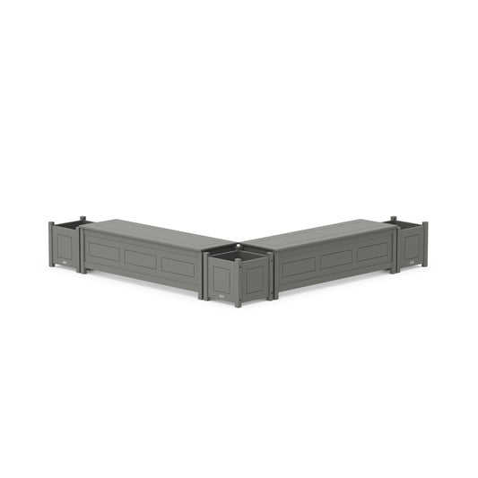 POLYWOOD 60" Country Living L- Shaped Planter Storage Bench Corner Set — Slate Grey