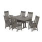 POLYWOOD Acadia Arm Chair 7-Piece Farmhouse Dining Set with Trestle Legs — Driftwood