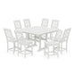 POLYWOOD Chinoiserie 9-Piece Square Farmhouse Side Chair Counter Set with Trestle Legs — Vintage White