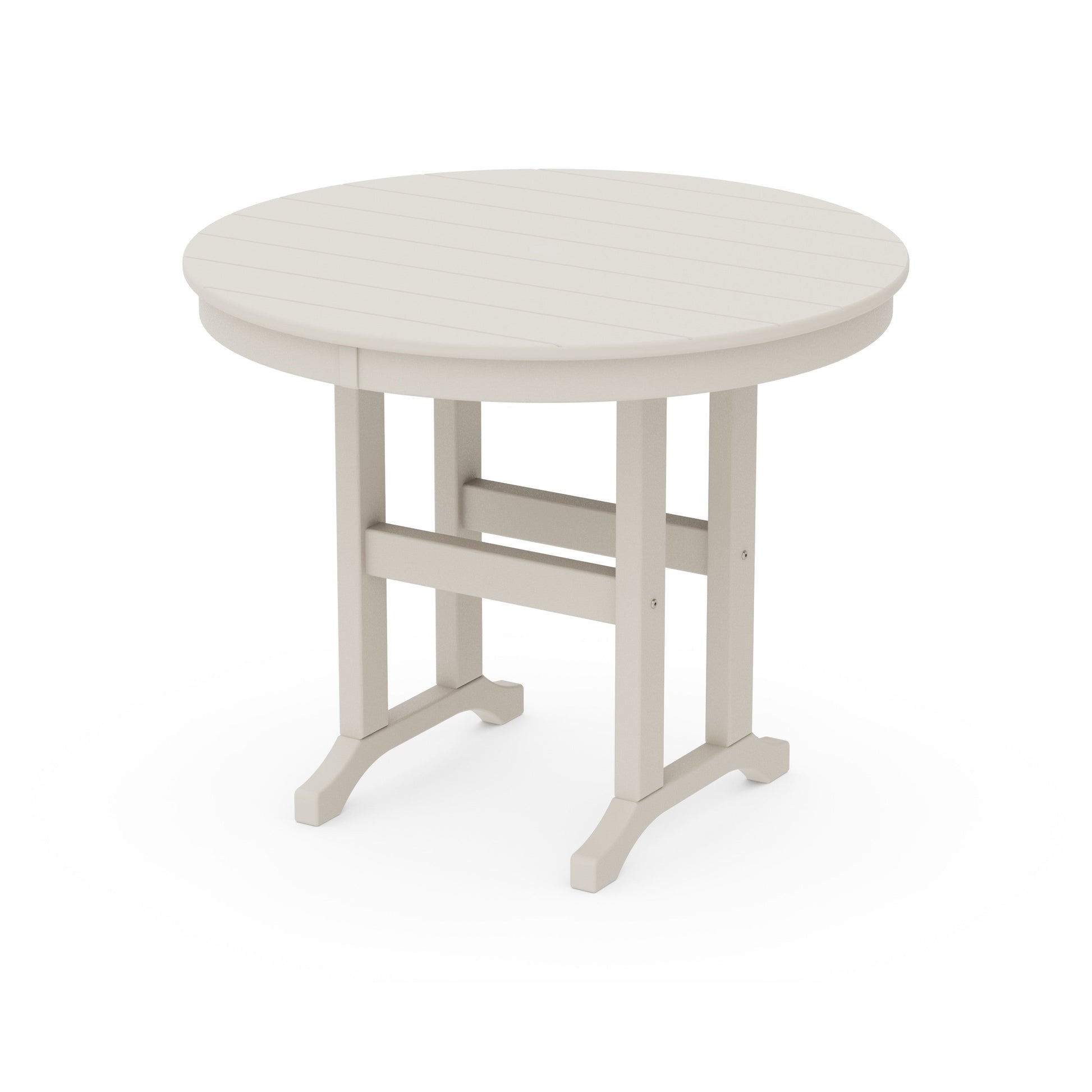 POLYWOOD 36" Round Farmhouse Dining Table — Sand