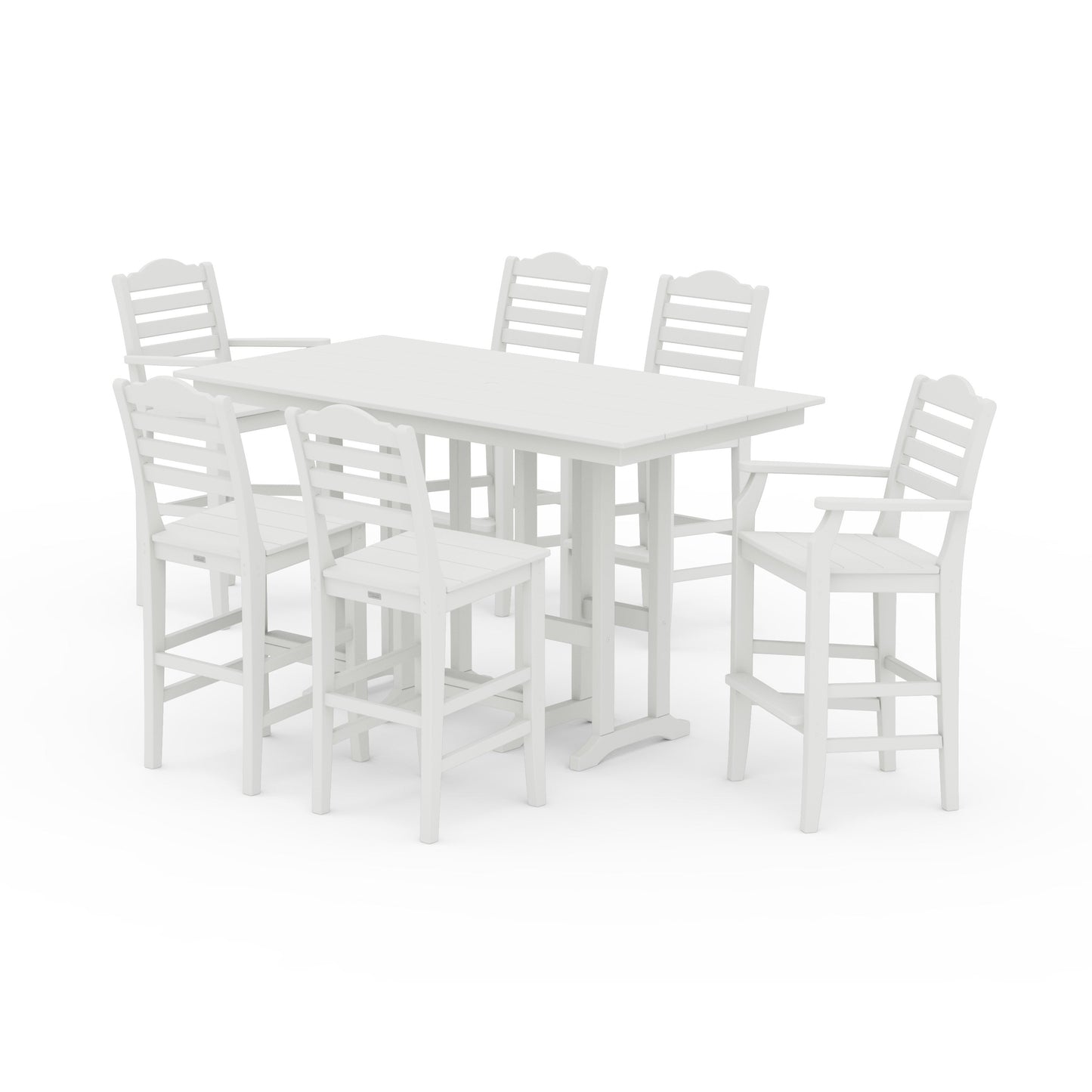 POLYWOOD Savannah 7-Piece Farmhouse Bar Set — Vintage White