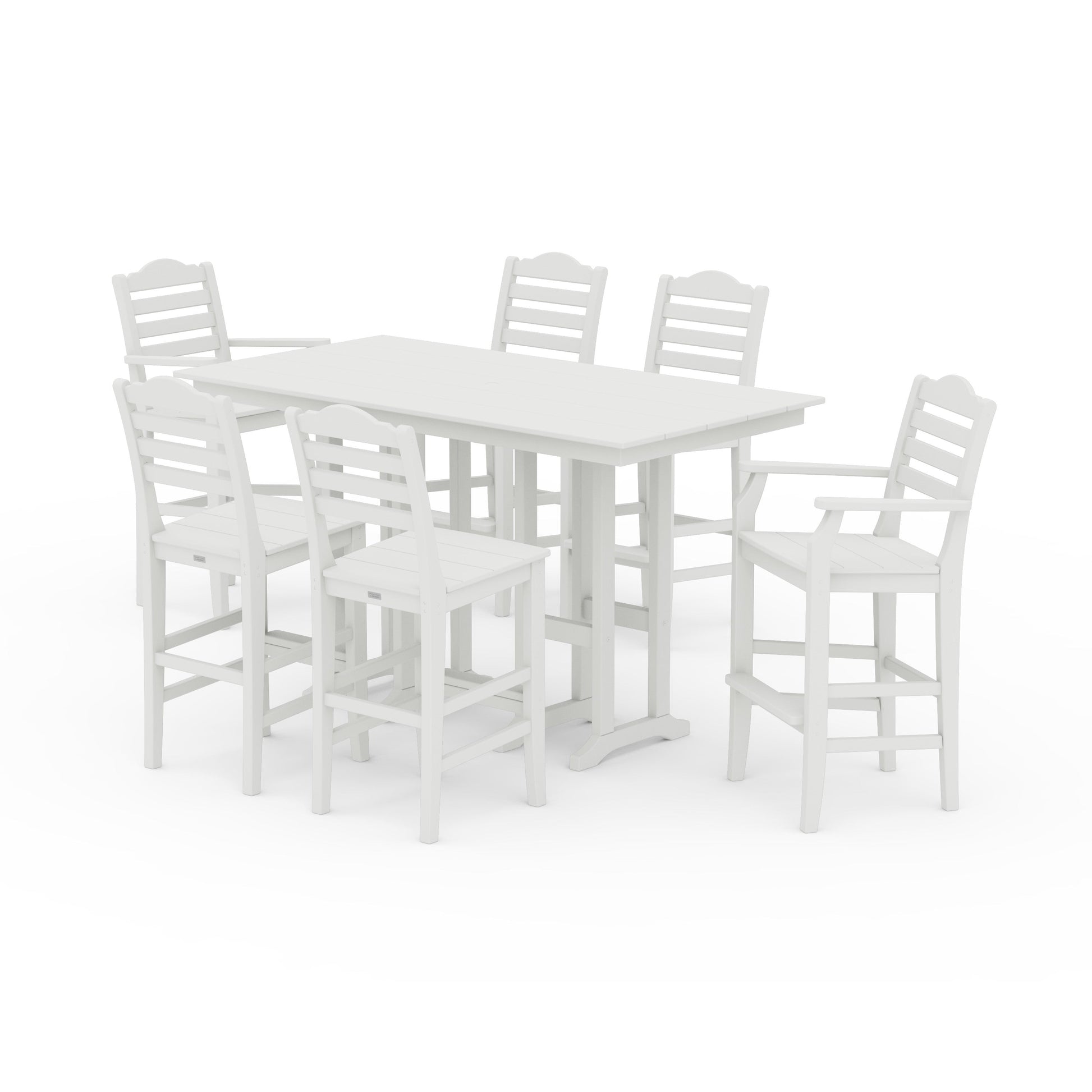 POLYWOOD Savannah 7-Piece Farmhouse Bar Set — Vintage White