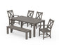 POLYWOOD Braxton 6-Piece Parsons Dining Set with Bench — Driftwood