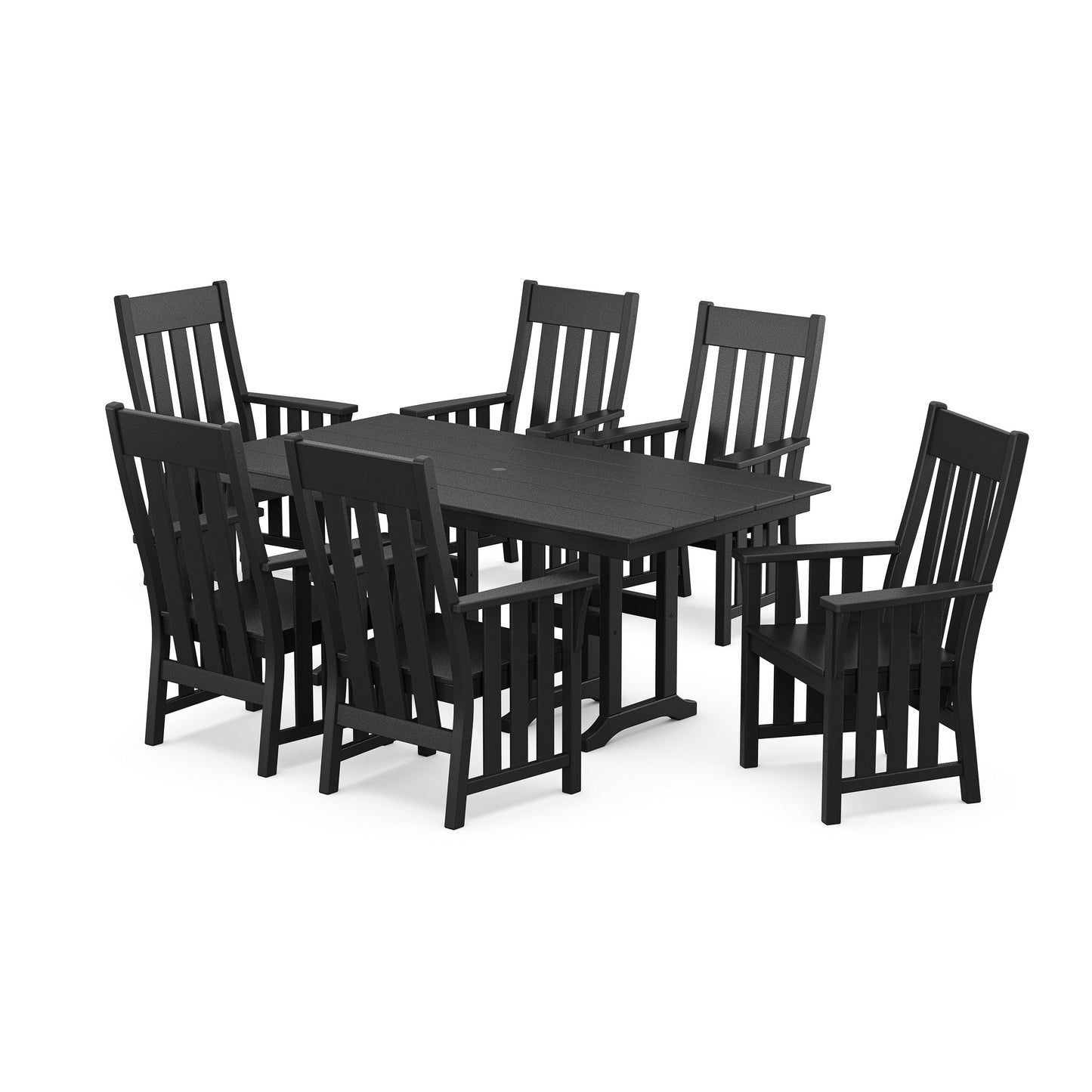 POLYWOOD Acadia Arm Chair 7-Piece Farmhouse Dining Set — Black