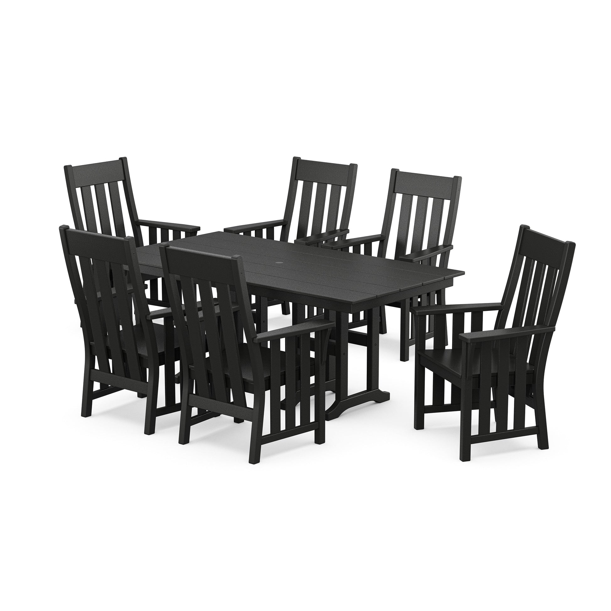 POLYWOOD Acadia Arm Chair 7-Piece Farmhouse Dining Set — Black