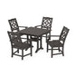 POLYWOOD Chinoiserie 5-Piece Farmhouse Dining Set with Trestle Legs — Vintage Coffee