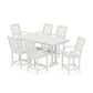 POLYWOOD Chinoiserie Arm Chair 7-Piece Farmhouse Counter Set with Trestle Legs — Vintage White