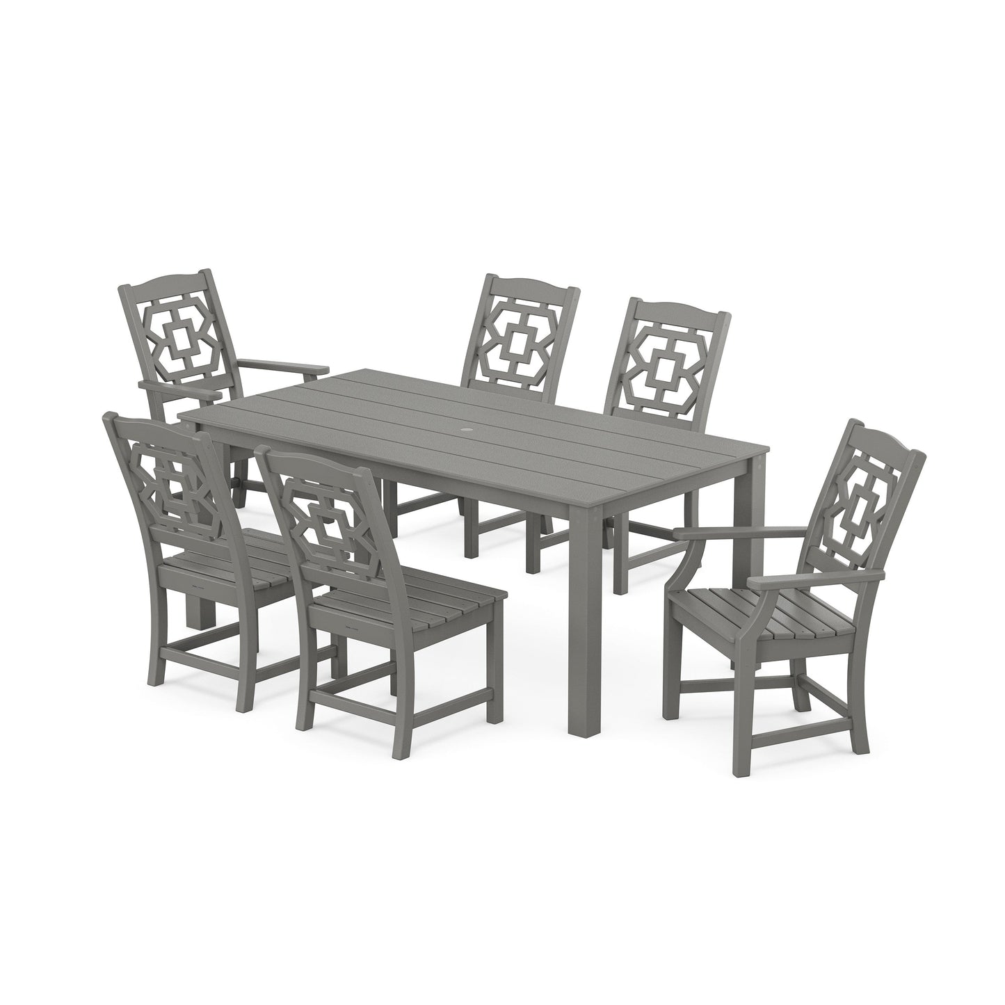 POLYWOOD Chinoiserie 7-Piece Parsons Dining Set — Slate Grey