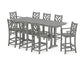 POLYWOOD Chippendale 9-Piece Farmhouse Bar Set with Trestle Legs — Slate Grey