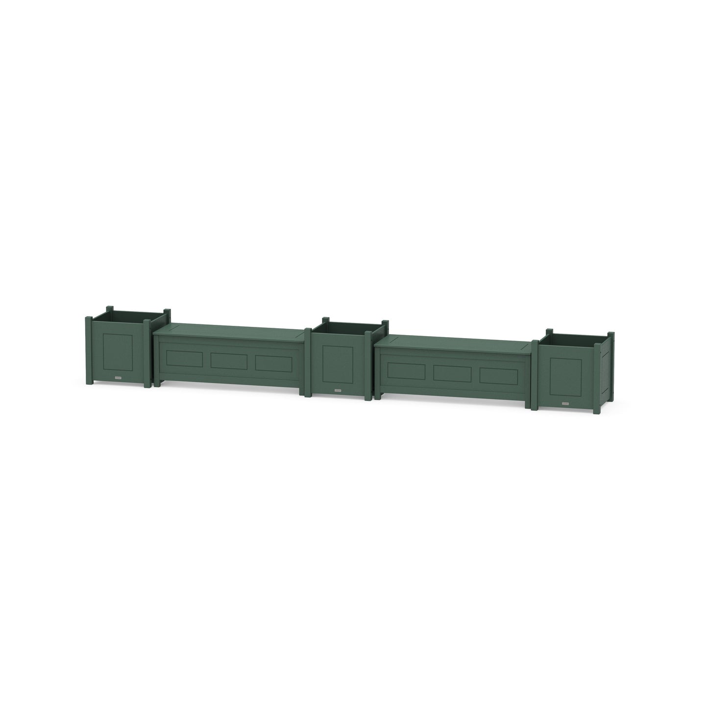 POLYWOOD 48" Country Living Straight Double Planter Storage Bench Set- Large — Green