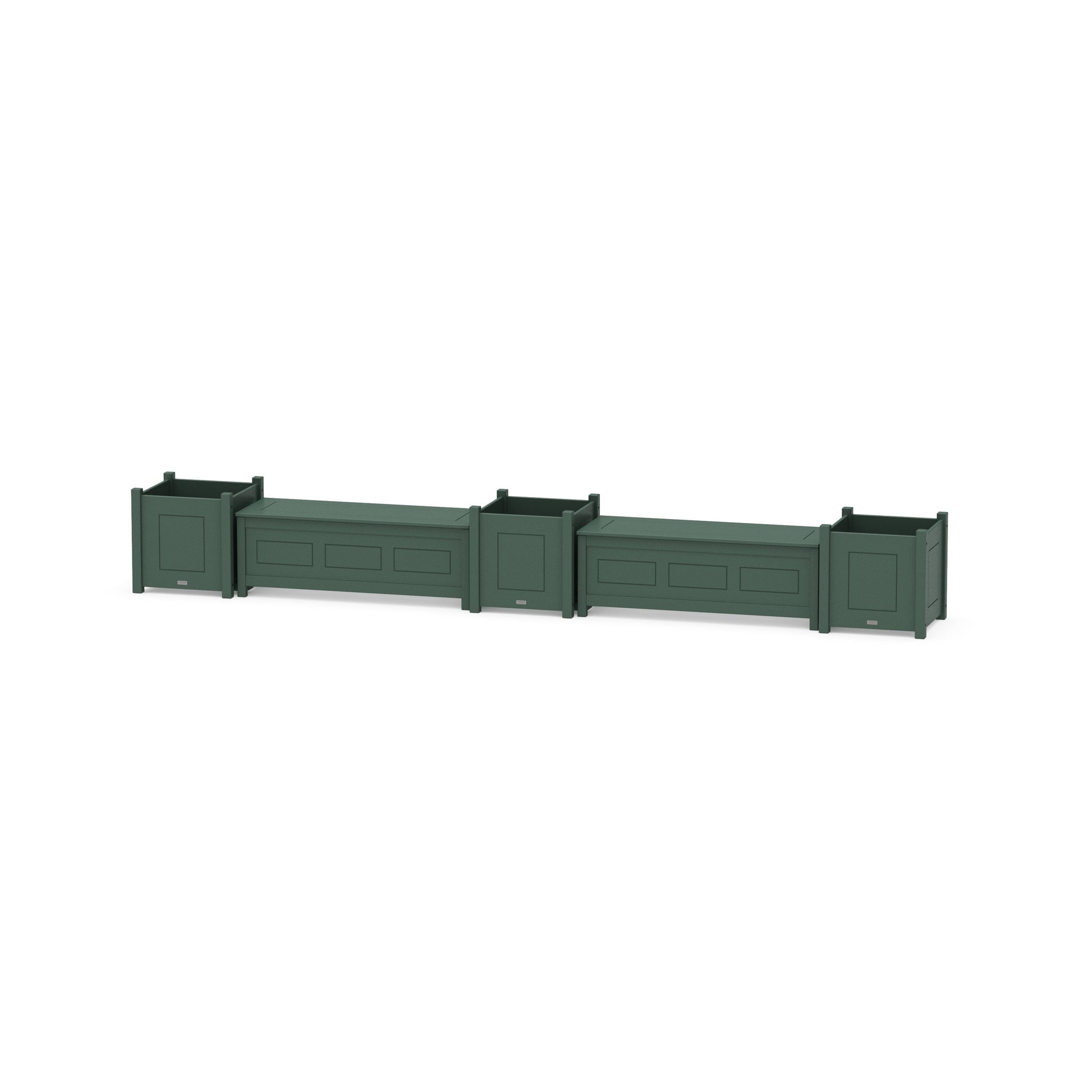 POLYWOOD 48" Country Living Straight Double Planter Storage Bench Set- Large — Green