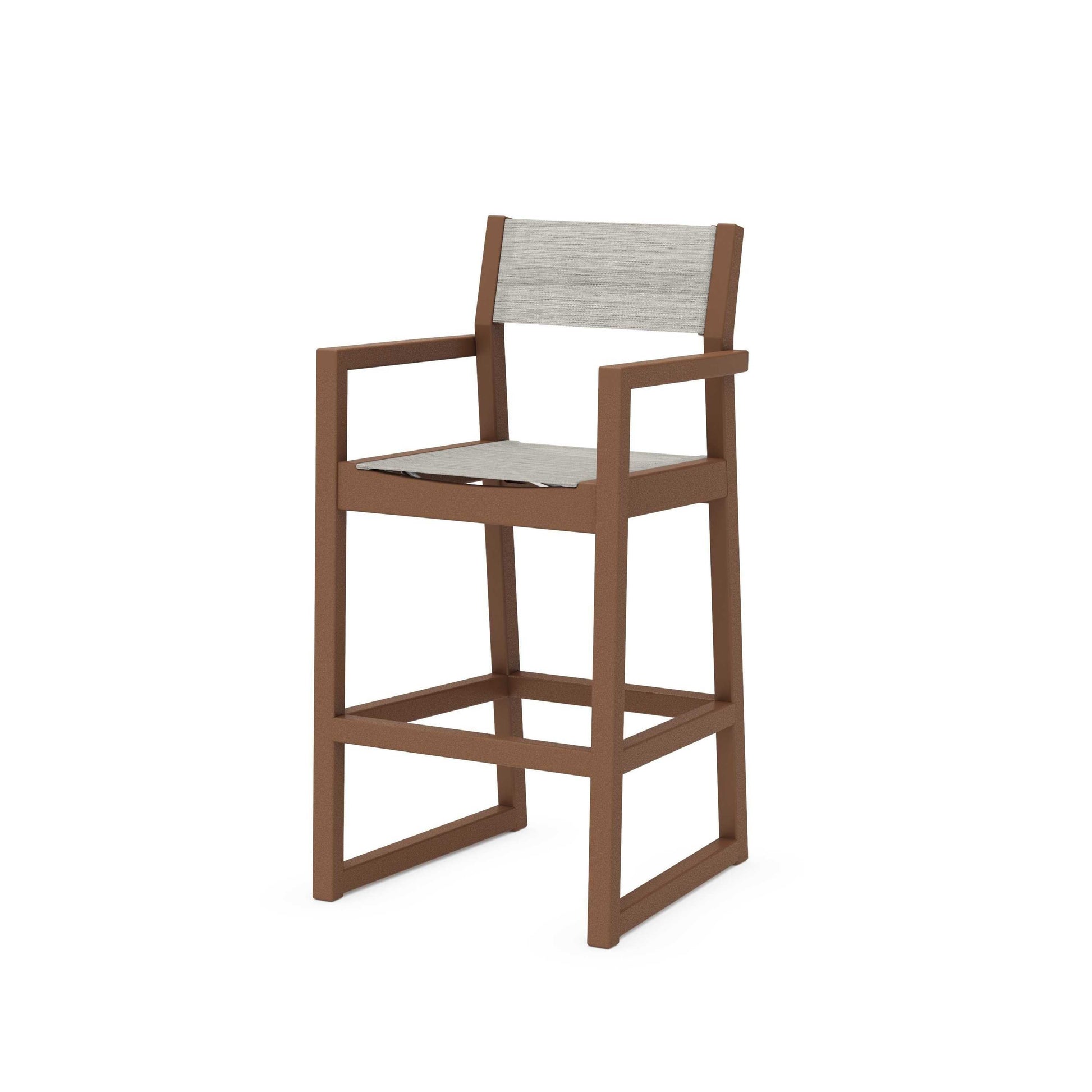 POLYWOOD EDGE Sling Bar Arm Chair — Teak / Birch Sling