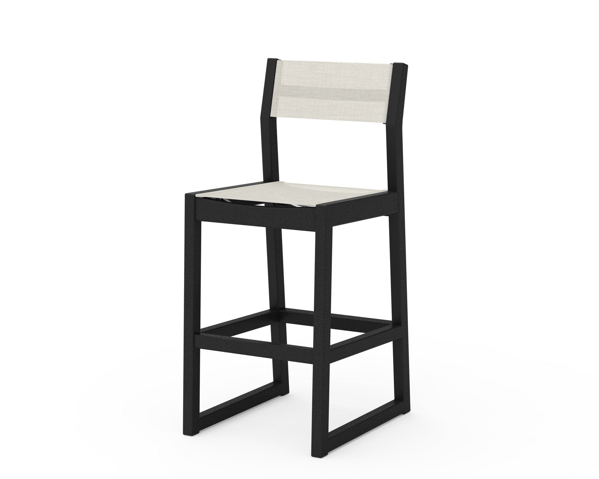 POLYWOOD EDGE Sling Bar Side Chair — Black / Parchment Sling