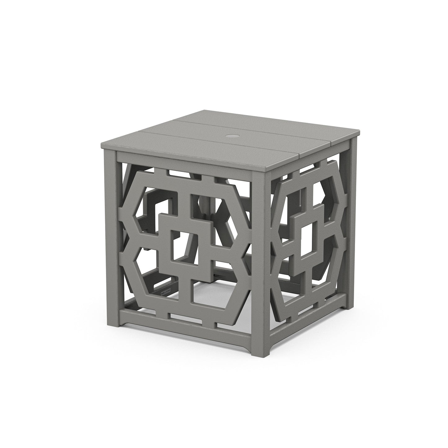 POLYWOOD Chinoiserie Umbrella Stand Accent Table — Slate Grey