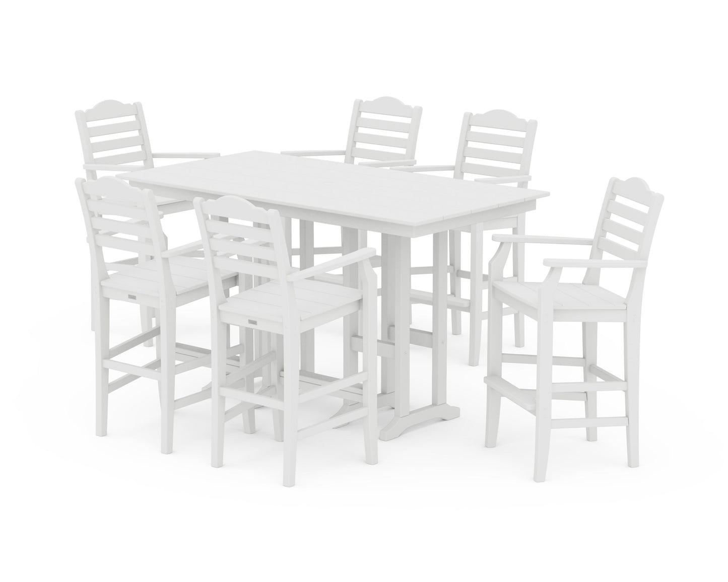 POLYWOOD Savannah Arm Chair 7-Piece Farmhouse Bar Set — White