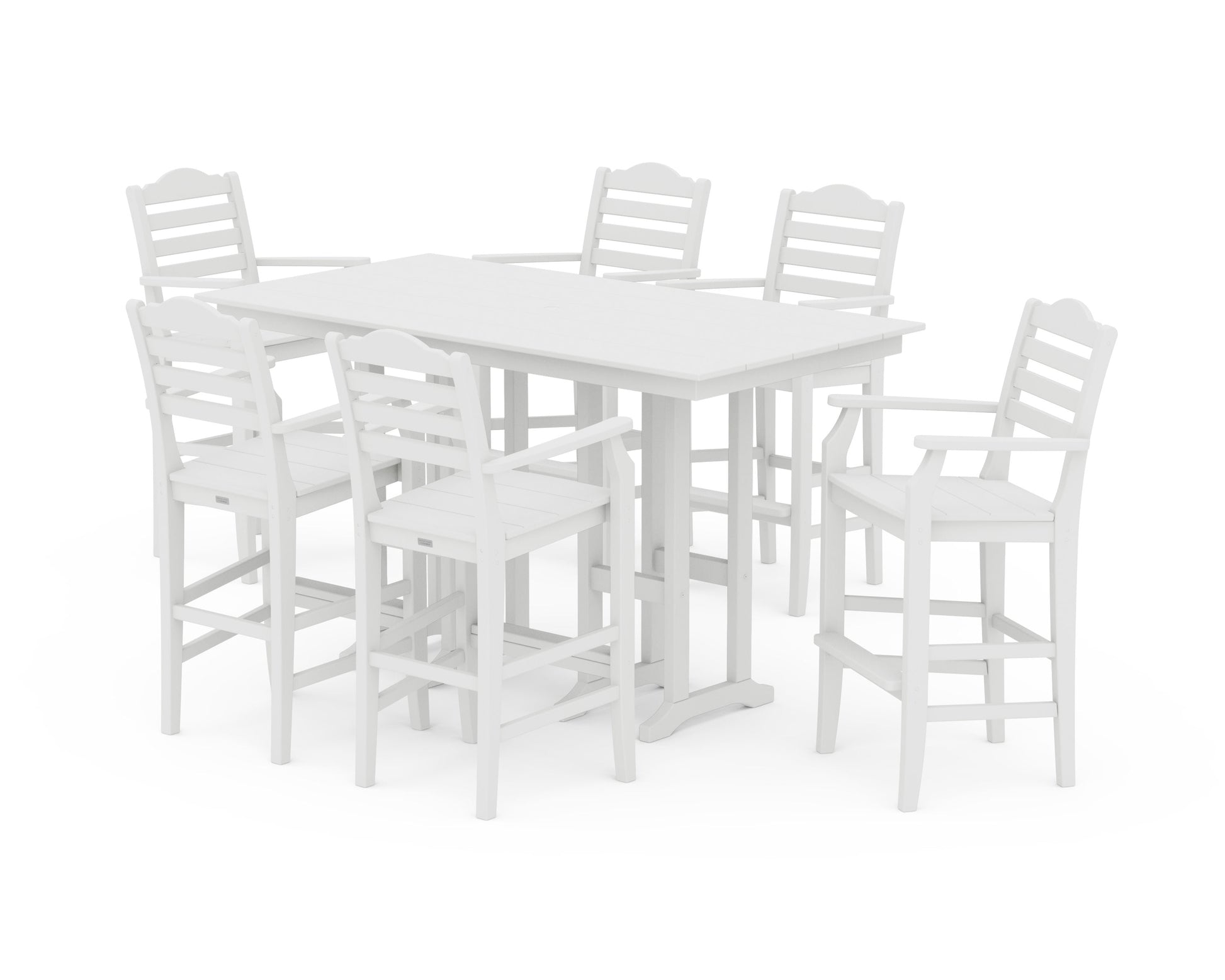POLYWOOD Savannah Arm Chair 7-Piece Farmhouse Bar Set — White
