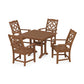 POLYWOOD Chinoiserie 5-Piece Farmhouse Dining Set with Trestle Legs — Teak