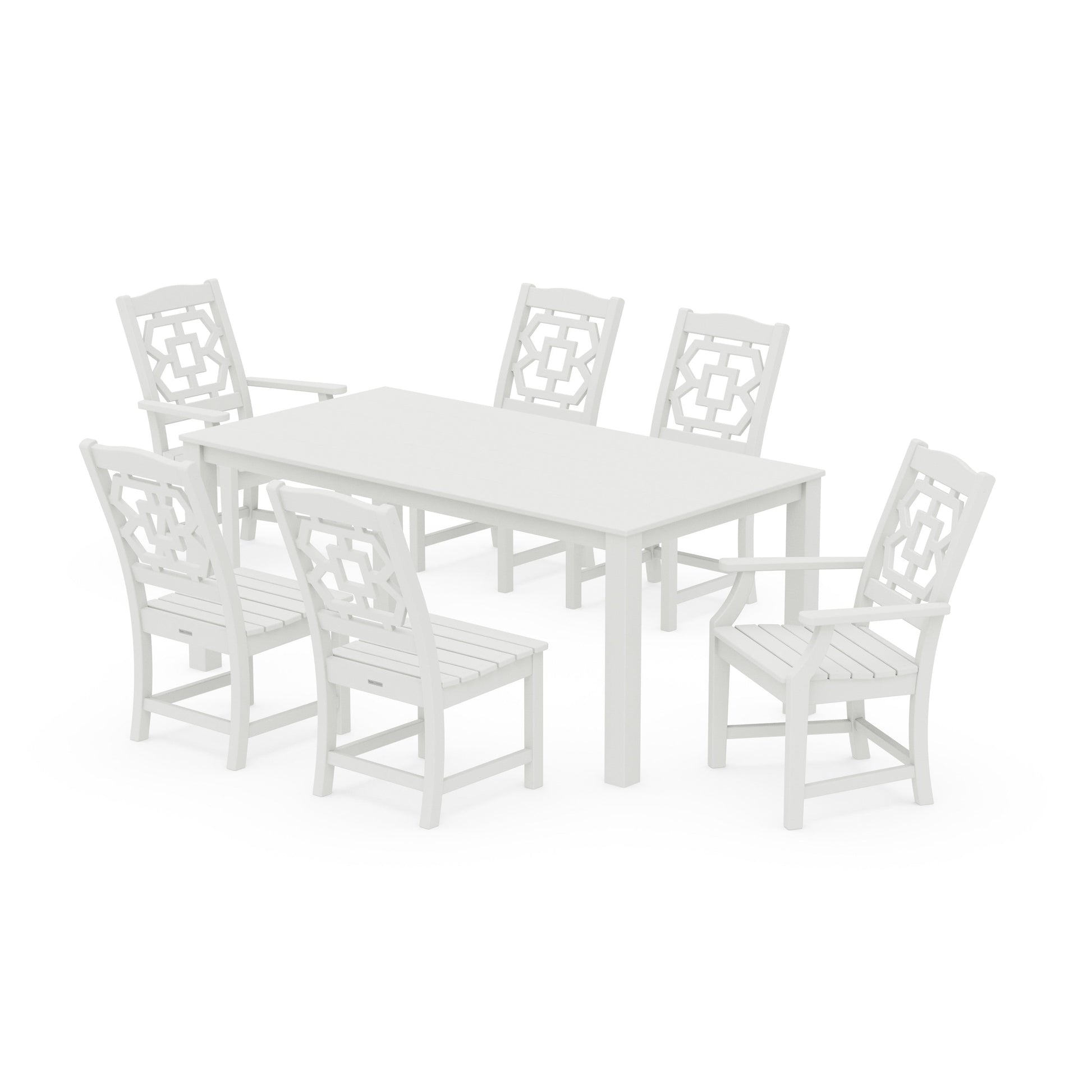 POLYWOOD Chinoiserie 7-Piece Parsons Dining Set — Vintage White