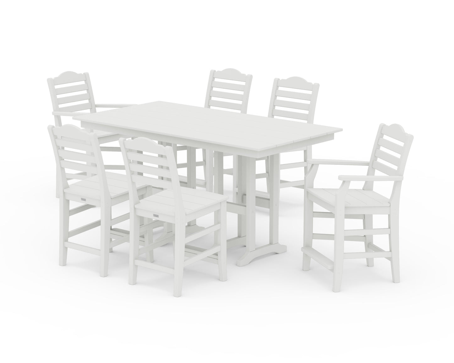POLYWOOD Savannah 7-Piece Farmhouse Counter Set — Vintage White