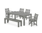 POLYWOOD Chippendale 6-Piece Parsons Dining Set with Bench — Slate Grey