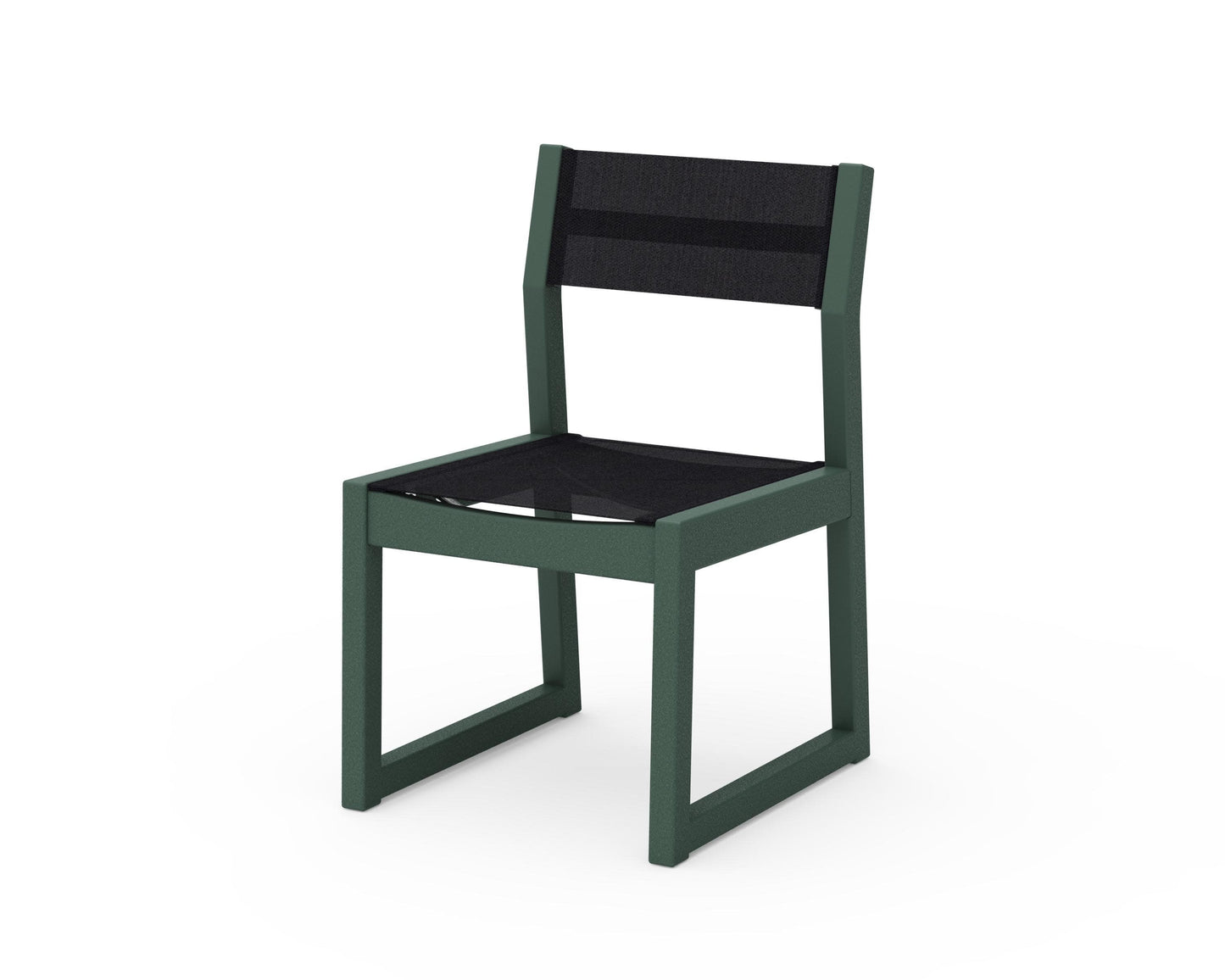 POLYWOOD EDGE Sling Dining Side Chair — Green / Black Sling