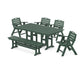 POLYWOOD Nautical Lowback 6-Piece Farmhouse Dining Set with Bench — Green