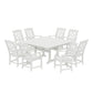 POLYWOOD Chinoiserie 9-Piece Square Farmhouse Dining Set with Trestle Legs — Vintage White