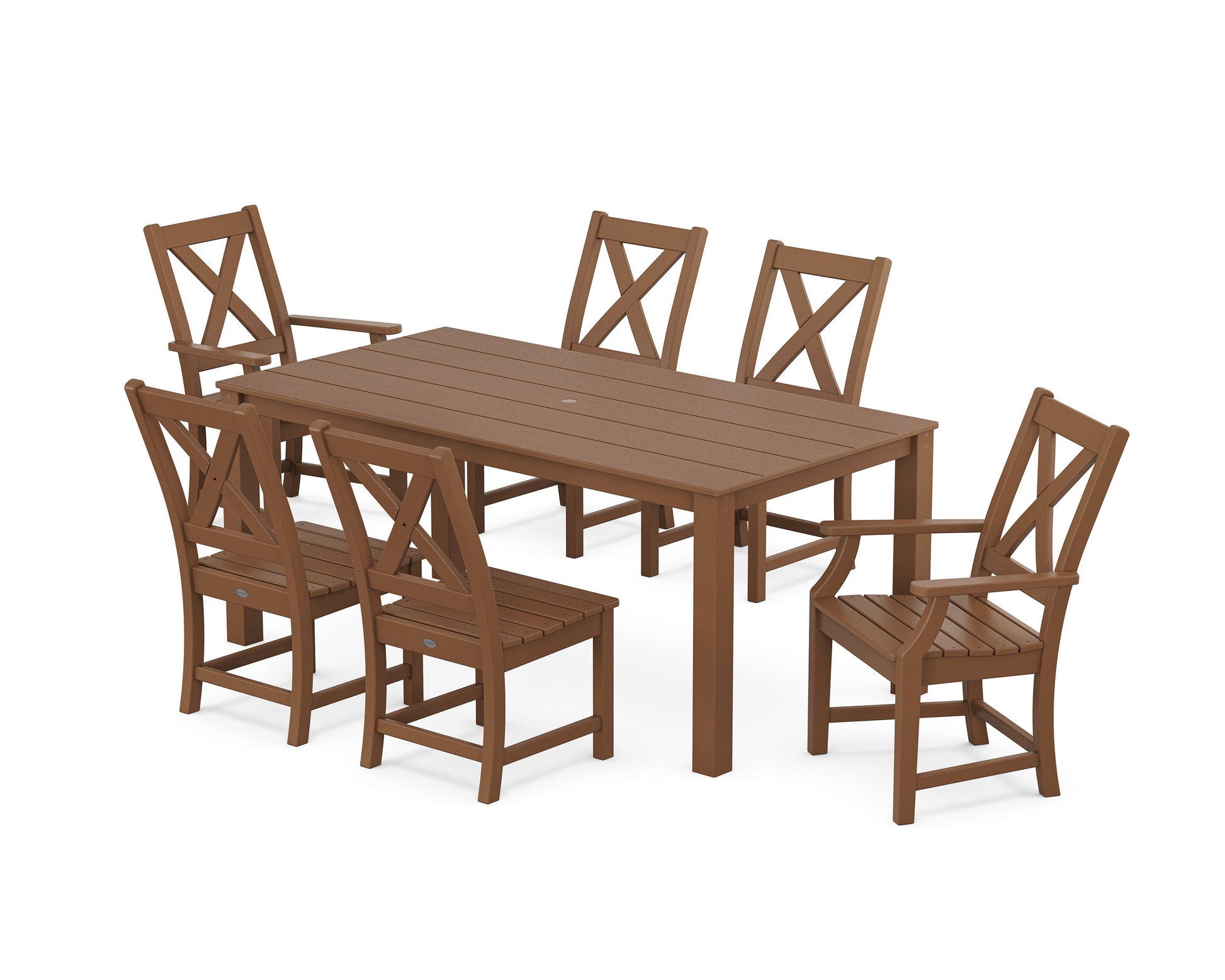 POLYWOOD Braxton 7-Piece Parsons Dining Set — Teak