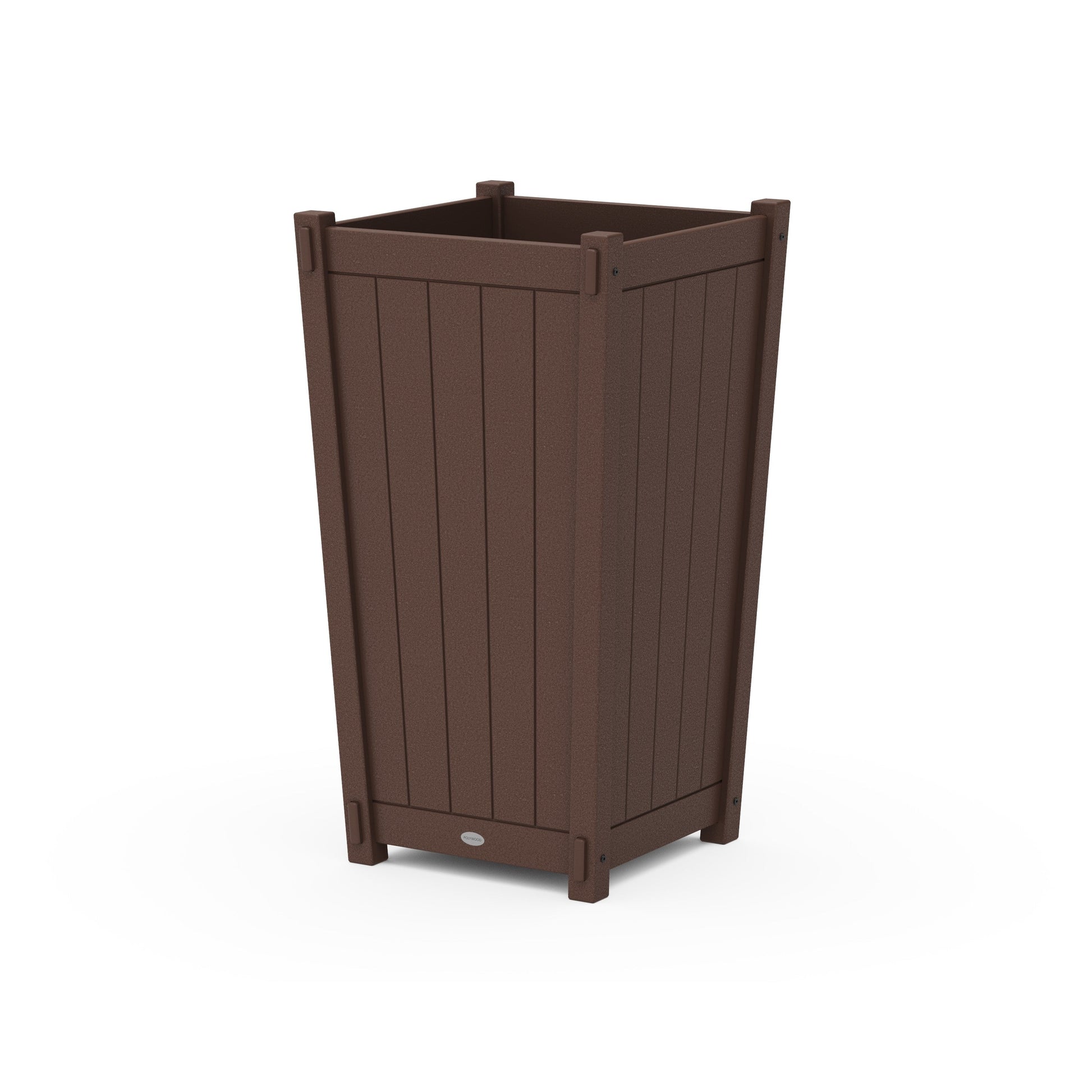 POLYWOOD Vineyard Large Tapered Square Tall Planter Box — Mahogany