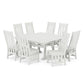 POLYWOOD Acadia Side Chair 9-Piece Square Farmhouse Dining Set with Trestle Legs — White