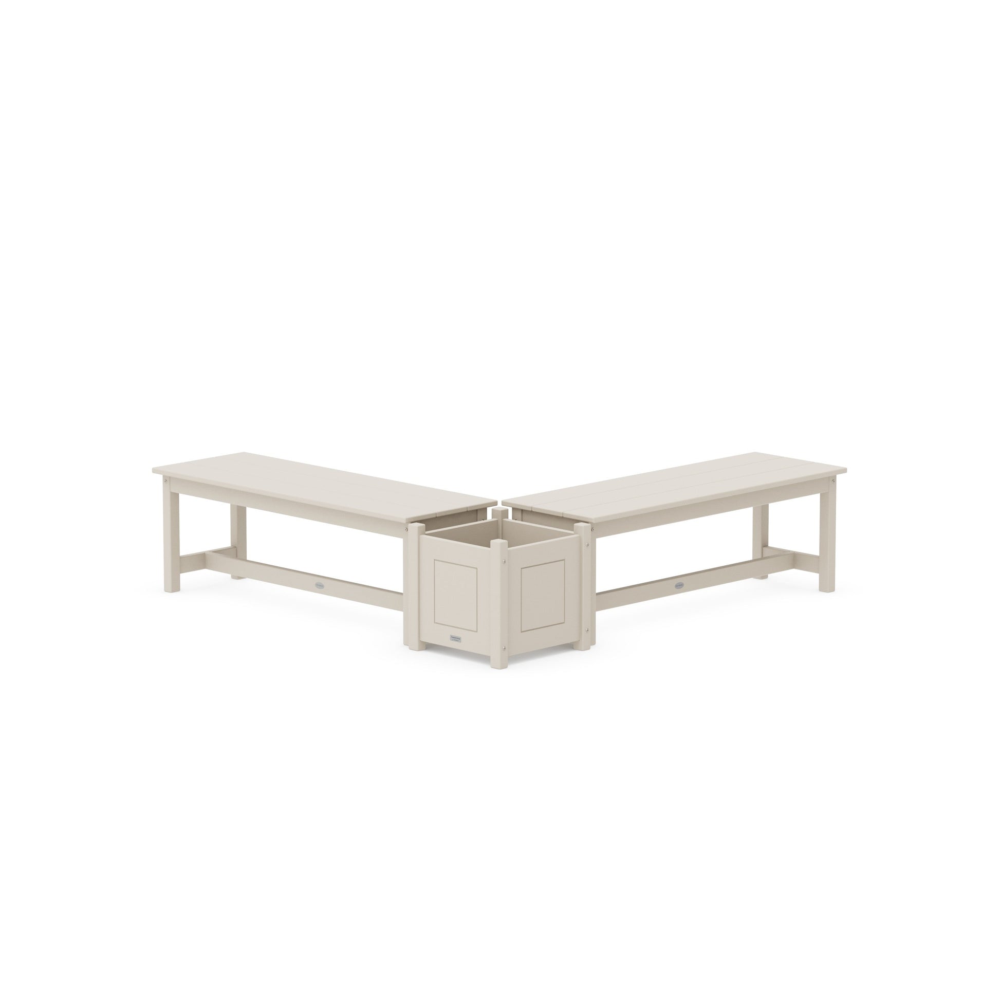 POLYWOOD 48" Country Living L- Shaped Planter Bench Set — Sand