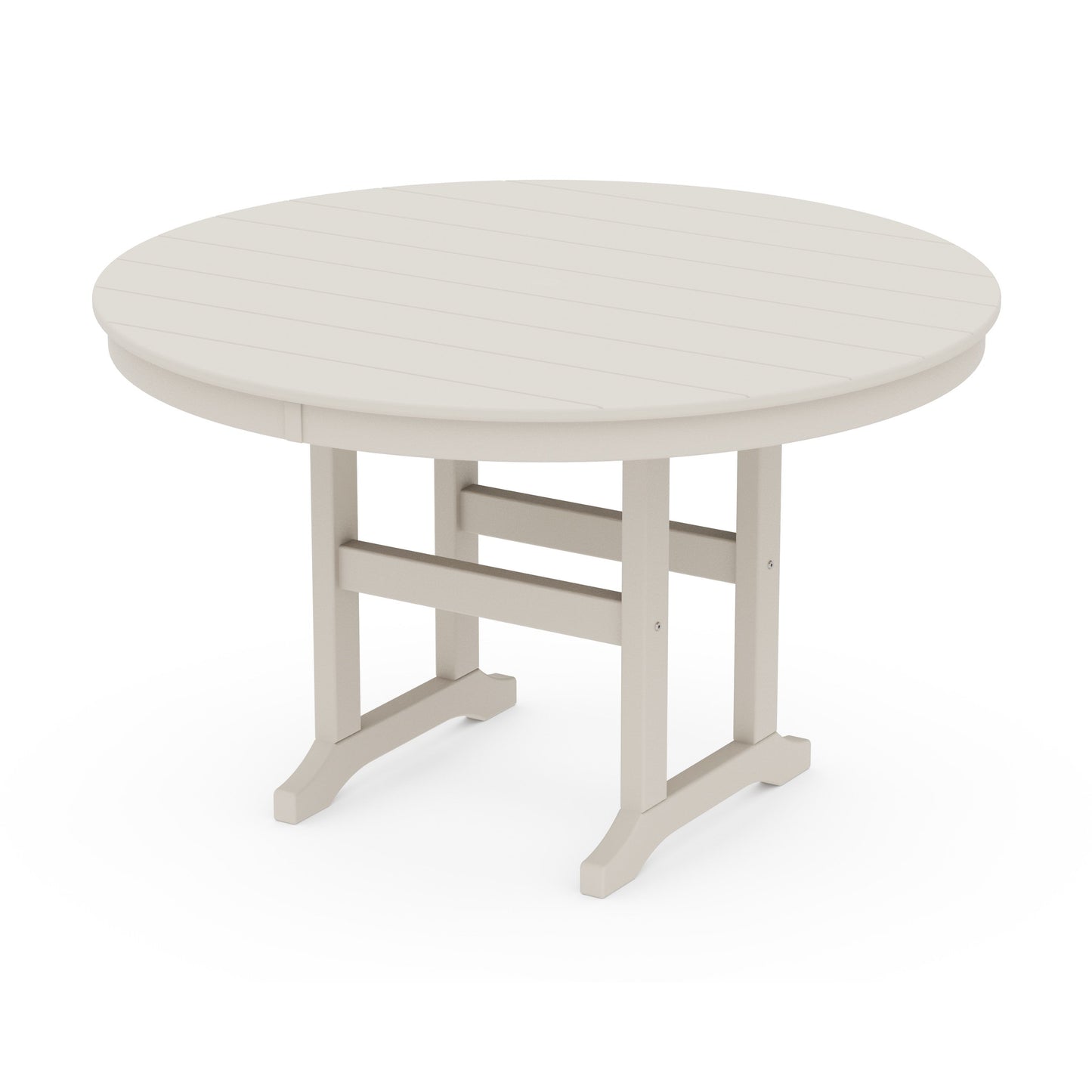 POLYWOOD 48" Round Farmhouse Dining Table — Sand