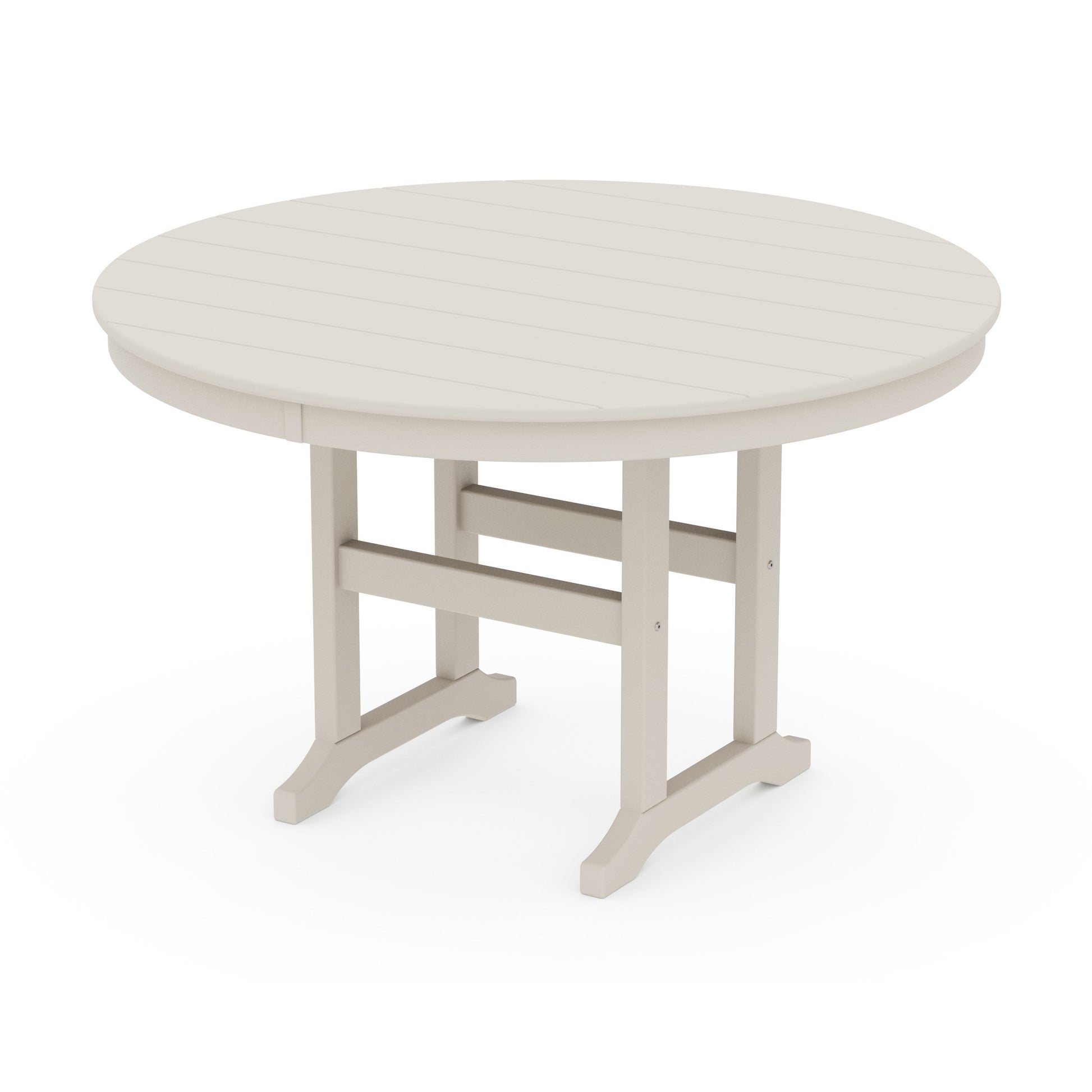 POLYWOOD 48" Round Farmhouse Dining Table — Sand